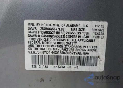 2016 Acura Mdx Technology Acurawatch Plus Packages/Technology Package z USA, uszkodzony, nr VIN 5FRYD4H4XGB040182